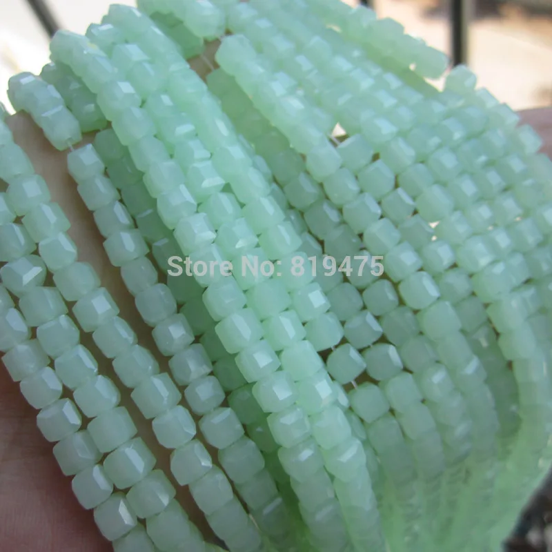

4mm Glass crystal beads Loose Cube Square shape Green color for jewelry making