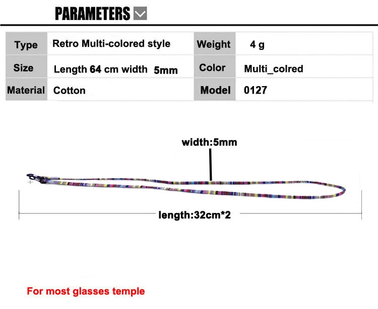 20 шт. ретро очки цепочка для солнцезащитных очков хлопок шеи шнур Фиксатор ремень очки ремешок держатель