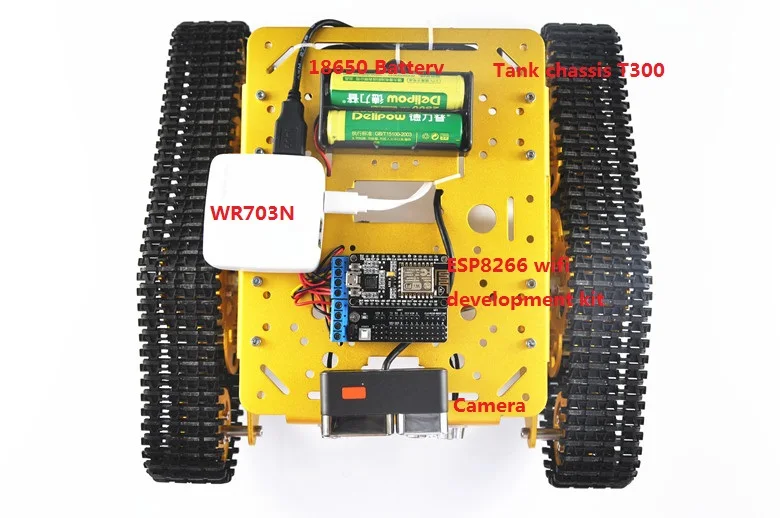 Wi-Fi RC видео танк с NodeMCU Development Kit с L293D двигателя Щит с Камера T300