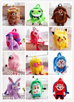 

1PC 25cm horse rabbit doraemon spiderman duck bear leopard car plush doll backpacks students small shoulder bag Satchel