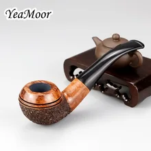 Новая случайная резная деревянная труба 9 мм фильтр курительная трубка для табака круглая чаша изогнутая табачная труба высшего класса трубка для табака 74 инструмент