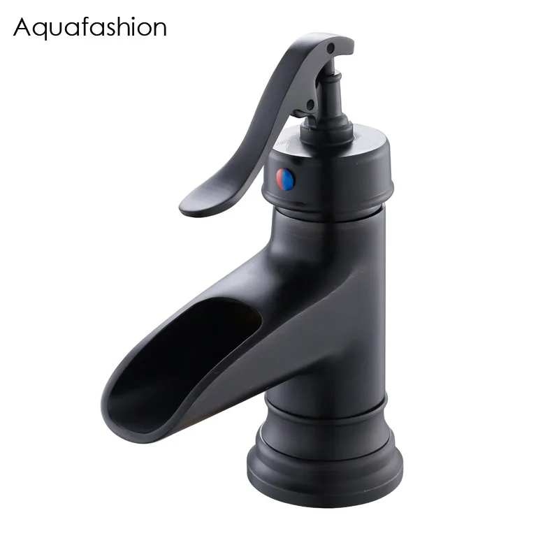 American Classic Waterfall Faucet Basin Black Brushed Single Handle Cold and Hot Water Sink Tap Mixer Torneira | Обустройство дома