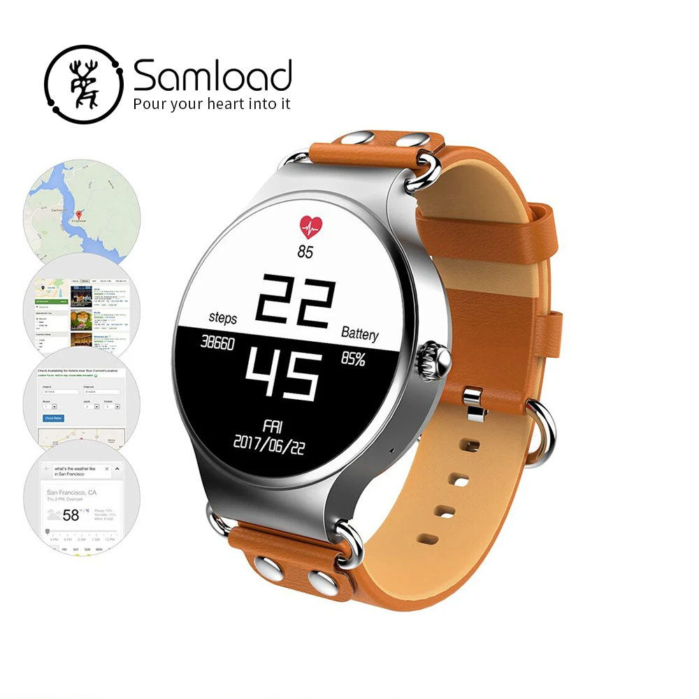 

Fashion Smart Watch 1.39inch AMOLED Touch Screen Wristband GPS Weather Pedometer Android 5.1 For Apple iPhone7 8 Xiaomi C
