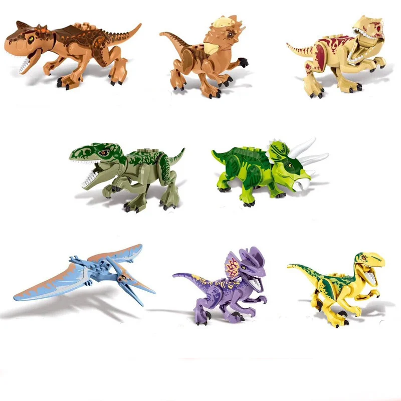 8PCS Dinosaurs Pterosauria Triceratops T-Rex Kids Toys Figures Building Blocks 