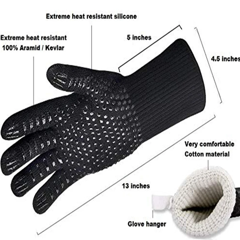 Kitchen Gloves WALFOS Extreme Heat Resistant BBQ Gloves Grill Gloves Cooking Glove Oven Mitt for Kitchen Baking Tools