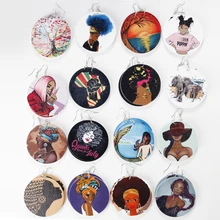 AENSOA винтажные окрашенные 18 стилей африканские деревянные висячие серьги для женщин массивные круглые Африканские Этнические модные ювелирные изделия