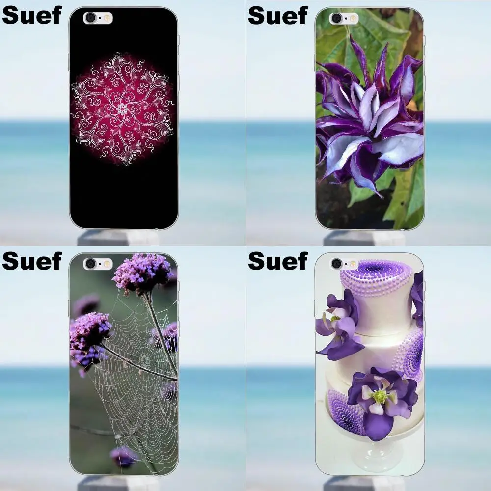 Для iPhone X 4 4S 5 5S 5C SE 6 6S 7 8 Plus Samsung Galaxy A3 A5 J1 J3 J5 J7 2016 2017 Мягкий ТПУ чехол фиолетовый с