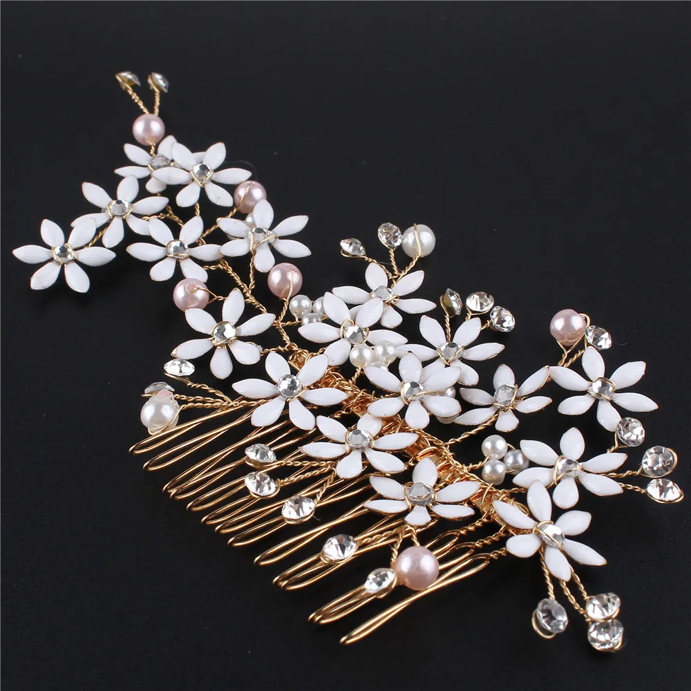 

Bridal Floral Crystal Wedding Hair Accessories For Women Luxury Rhinestone Bridal marry Hair Combs European Design 2019 Fashion