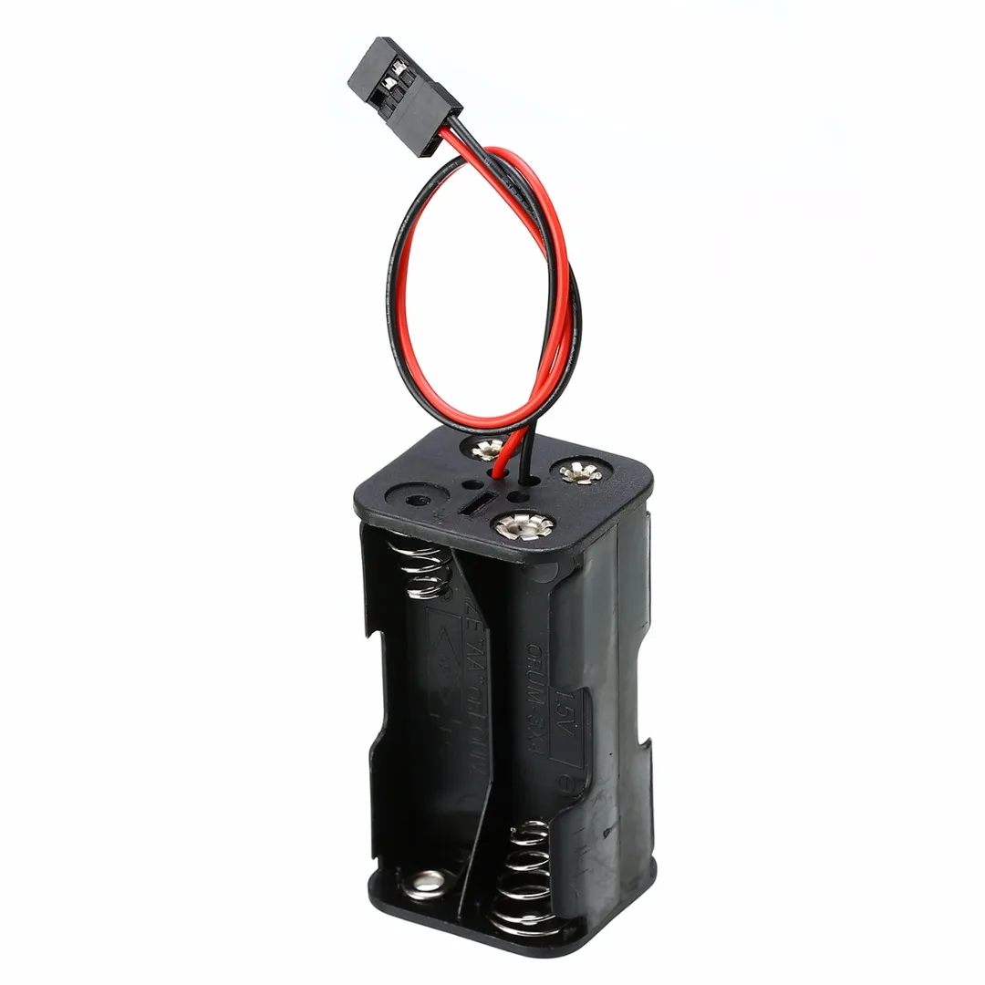 1Pcs Black Plastic Dual Box 6.0V 4xAA Battery Holder with Futaba Plug For RC Aircraft Car Boat DIY Craft New