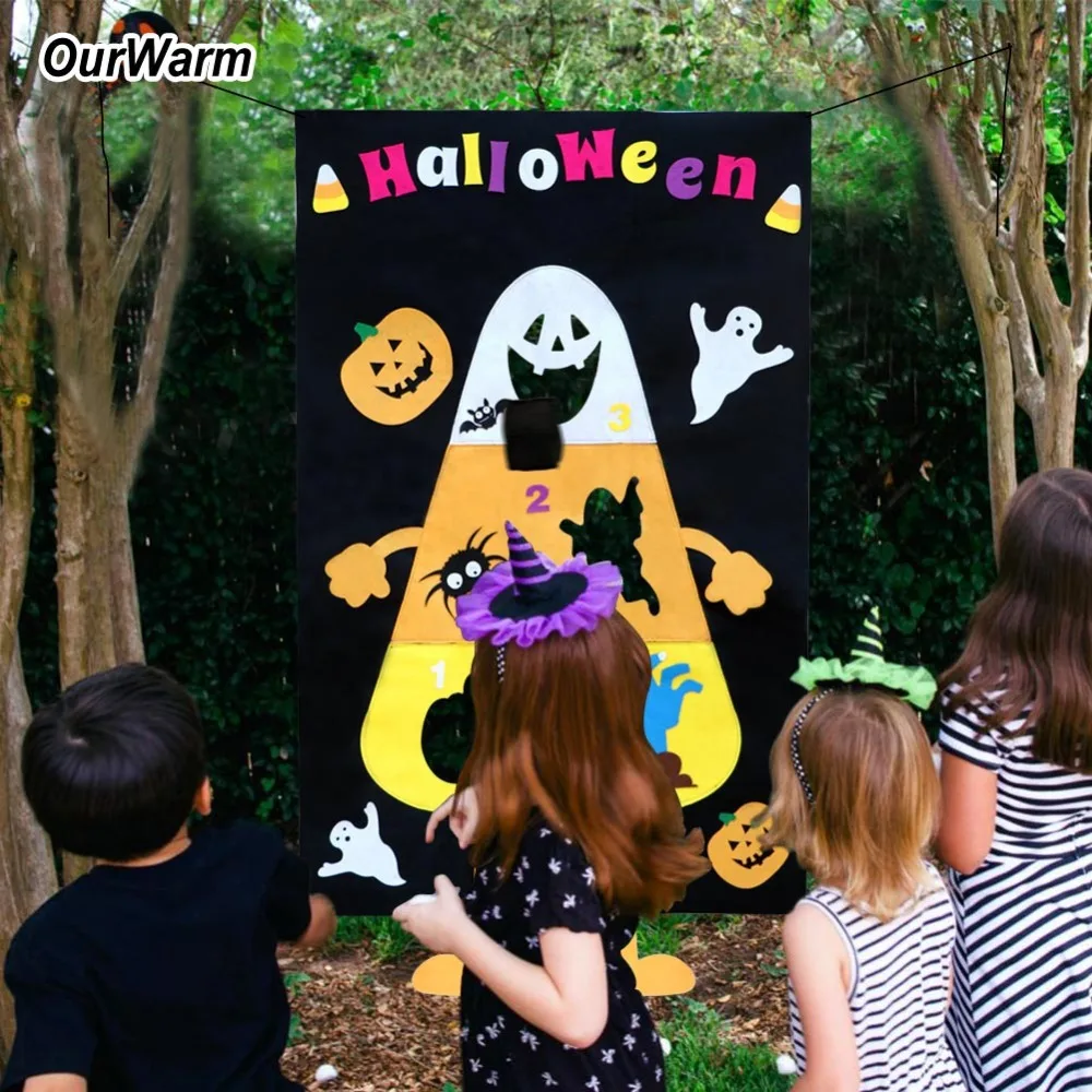 

OurWarm Halloween Funny Games Festival Party Supplies Hanging Pumpkin Ghost Toss Game Educational Games Gift for Kids