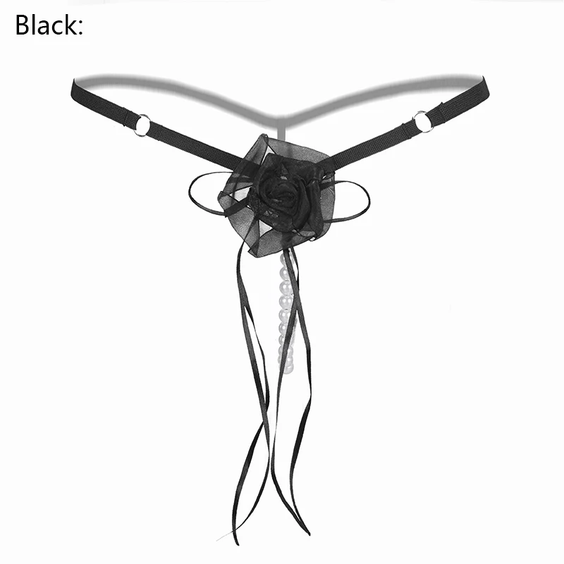 

Leechee Rose Sexy T-Pant Panties Sexy Pearl Opening Crotch Tassel Beading Temptation Low Waist Sexy Underwear Thongs G String