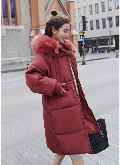 Parkas Couleur Vers Down Solide Fourrure D'hiver Mode Dames Slim Vente Long Blue De 2018 Chaude black B732 Coton Femmes whit red Bas Le Couture Lâche Grand Manteau gray PUEqP