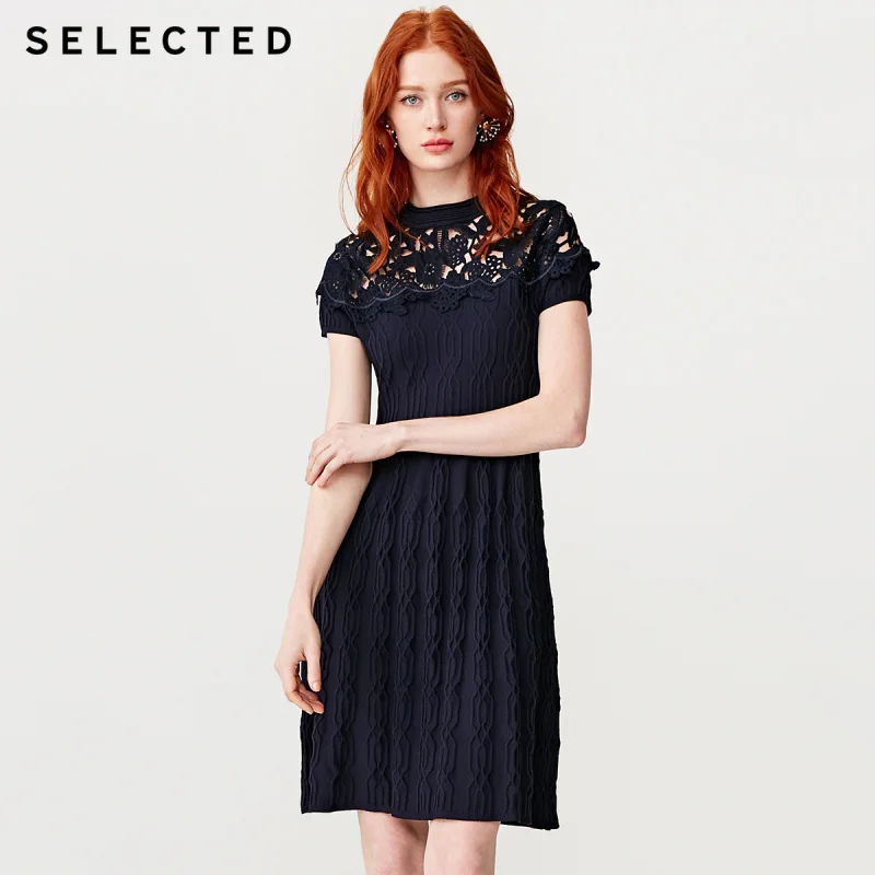 

SELECTED Pure Color Laced Slim Fit Knitted Dress S|419146508
