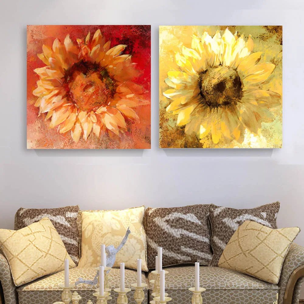 2pcs Sunflower Canvas Painting Plus 30 40 Hand Touch Up/ Embellishment