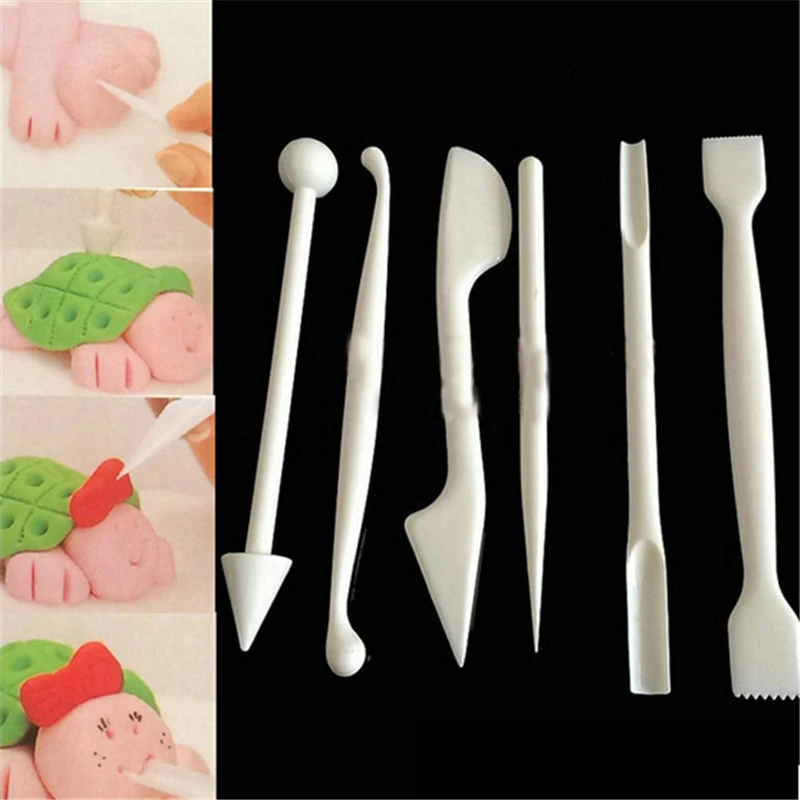 Newest 6PCS/Set Cake Modeling Tools Baking White Color Doube Ended