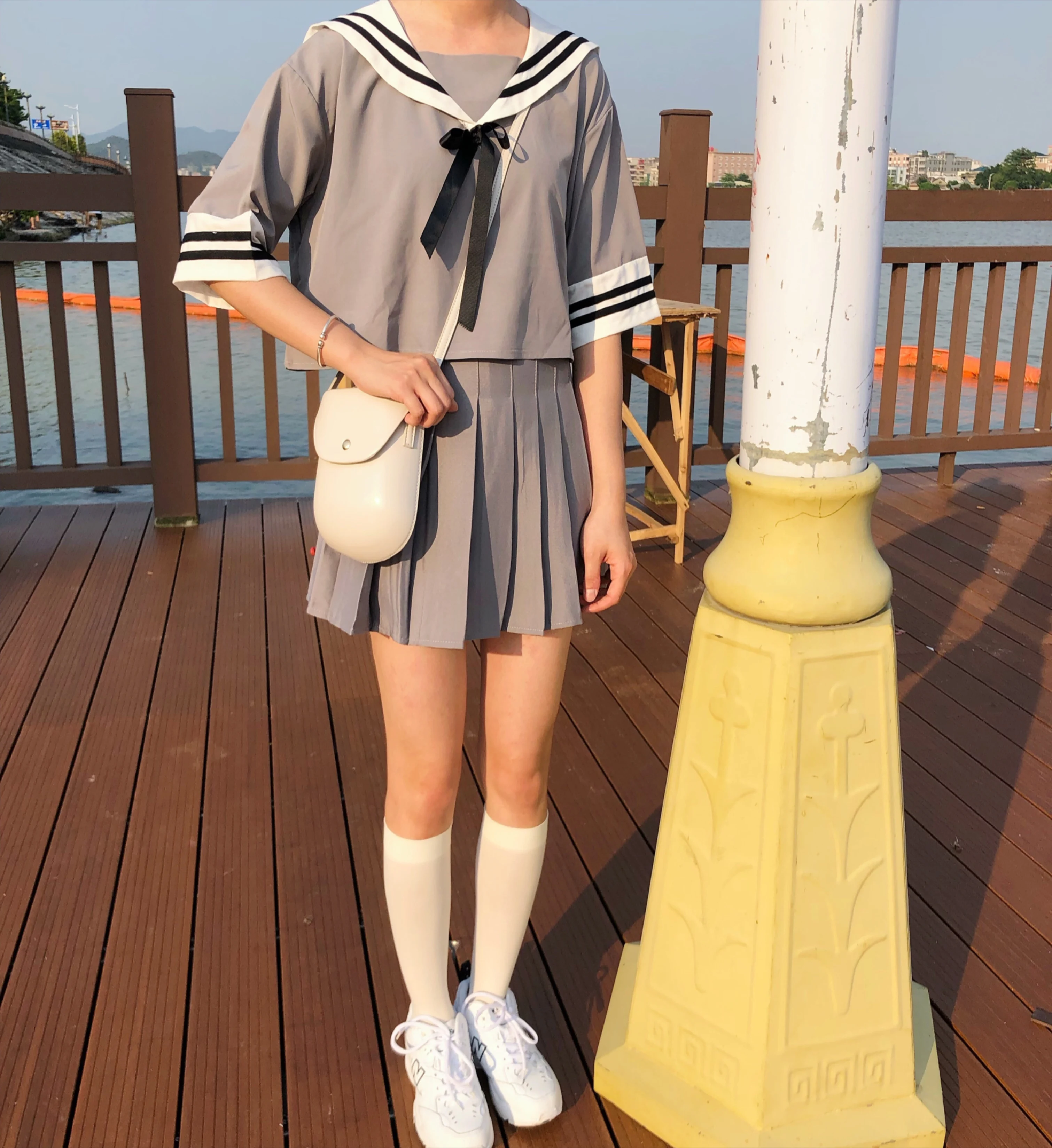 Sailor Dress High End JK Japanese School Uniforms Sweet Sailor Collar Shirt And Skirt With Bow