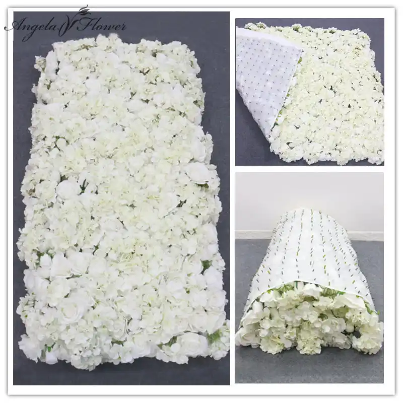 3d Creative Flower Wall Made With Fabric Be Rolled Up Artificial Flower Arrangement Wedding Backdrop Wall Decor Hydrangea Rose Artificial Dried Flowers Aliexpress