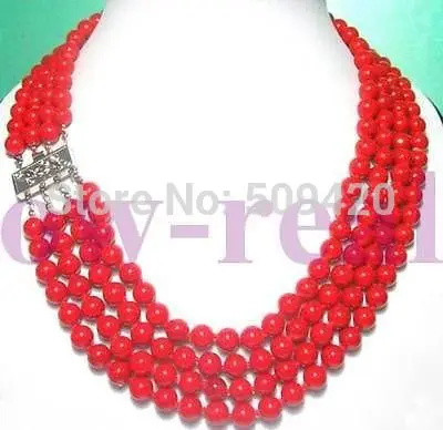

Wholesale>>>AMAZING 4 STRANDS RED CORAL STONE NECKLACE #@