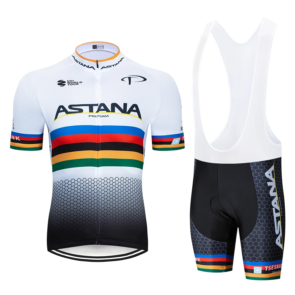 

2019 TEAM Astana Cycling Jersey 16D Gel Bike Shorts Set Ropa Ciclismo Mens Summer Quick-dry Bicycling Maillot Culotte