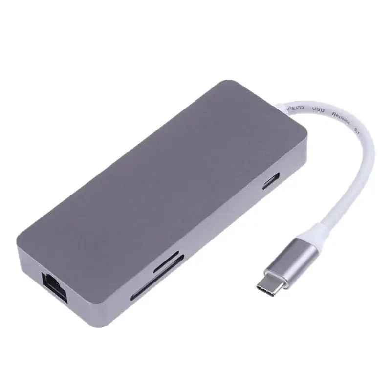 

7 in 1 Type-C to HDMI 2K+ USB 3.0+ USB 2.0+ TF+ Lan Adapter Hub Card Reader for Notebook PC laptops for Laptop MacBook
