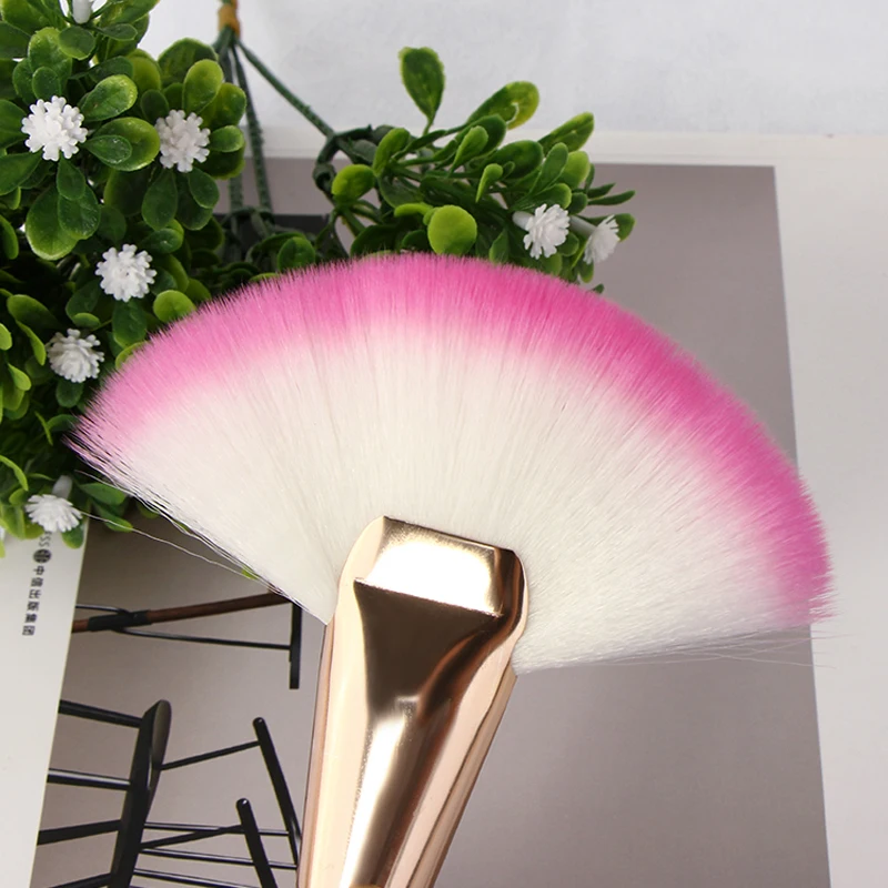Pink Fan Makeup Brushes Face Loose Powder Foundation Blusher Concealer BB Cream Kabuki Brush (3)