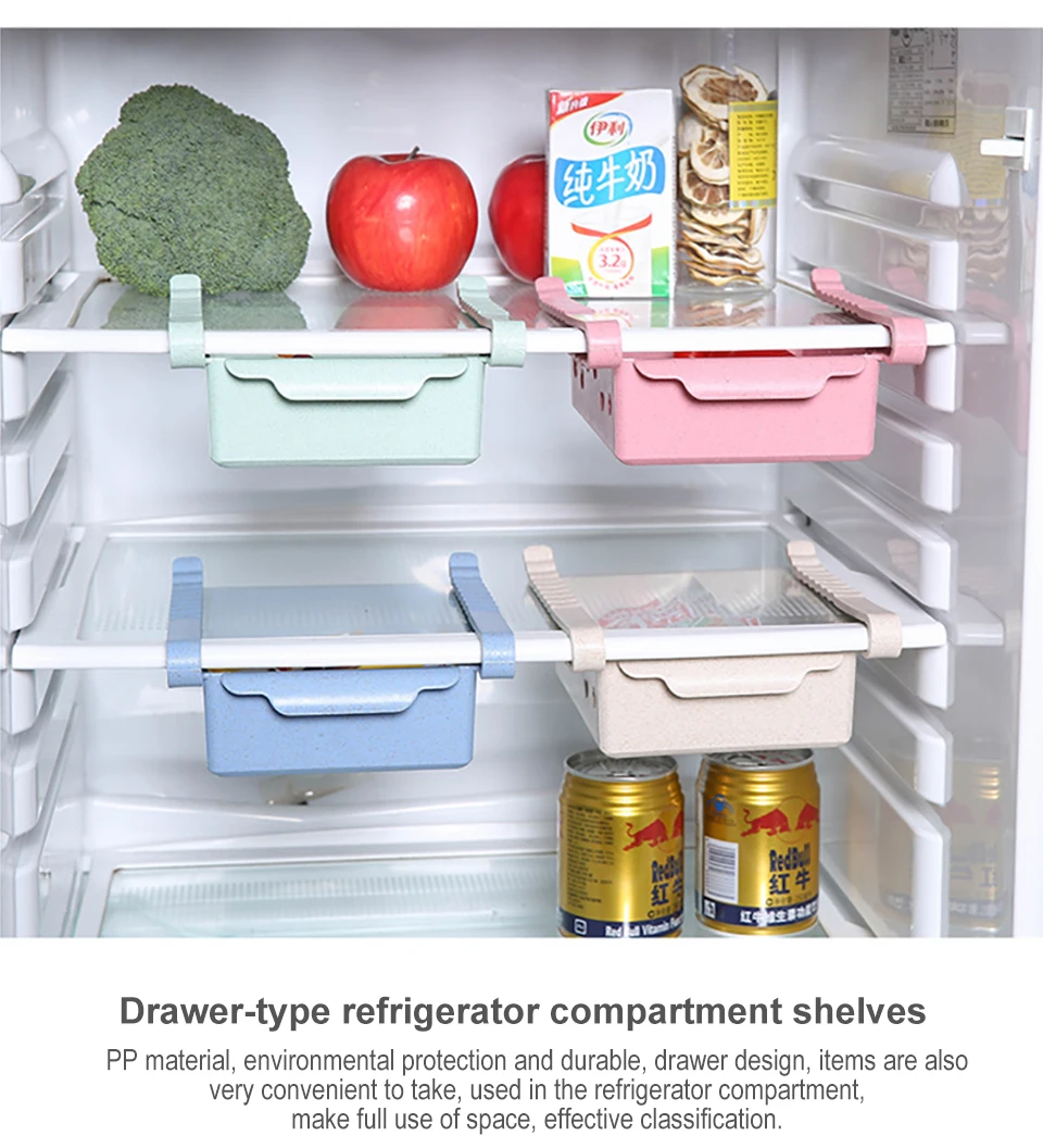 Кухонная коробка для хранения холодильника, контейнер для еды, свежая распорка, стеллаж для хранения, выдвижной ящик, свежий сортировочный Органайзер