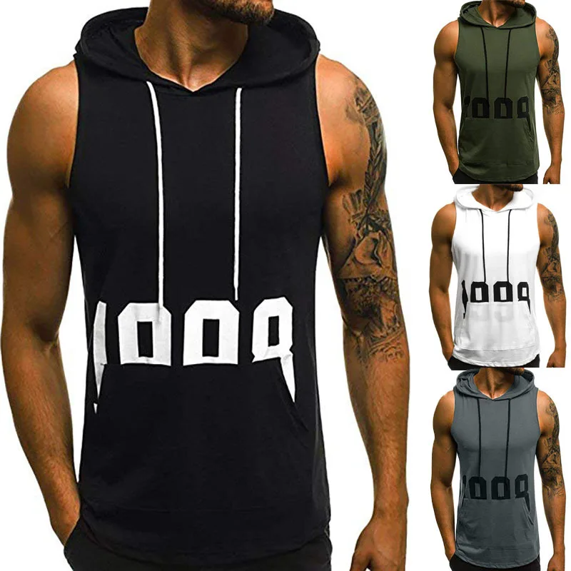mens sleeveless gym hoodies