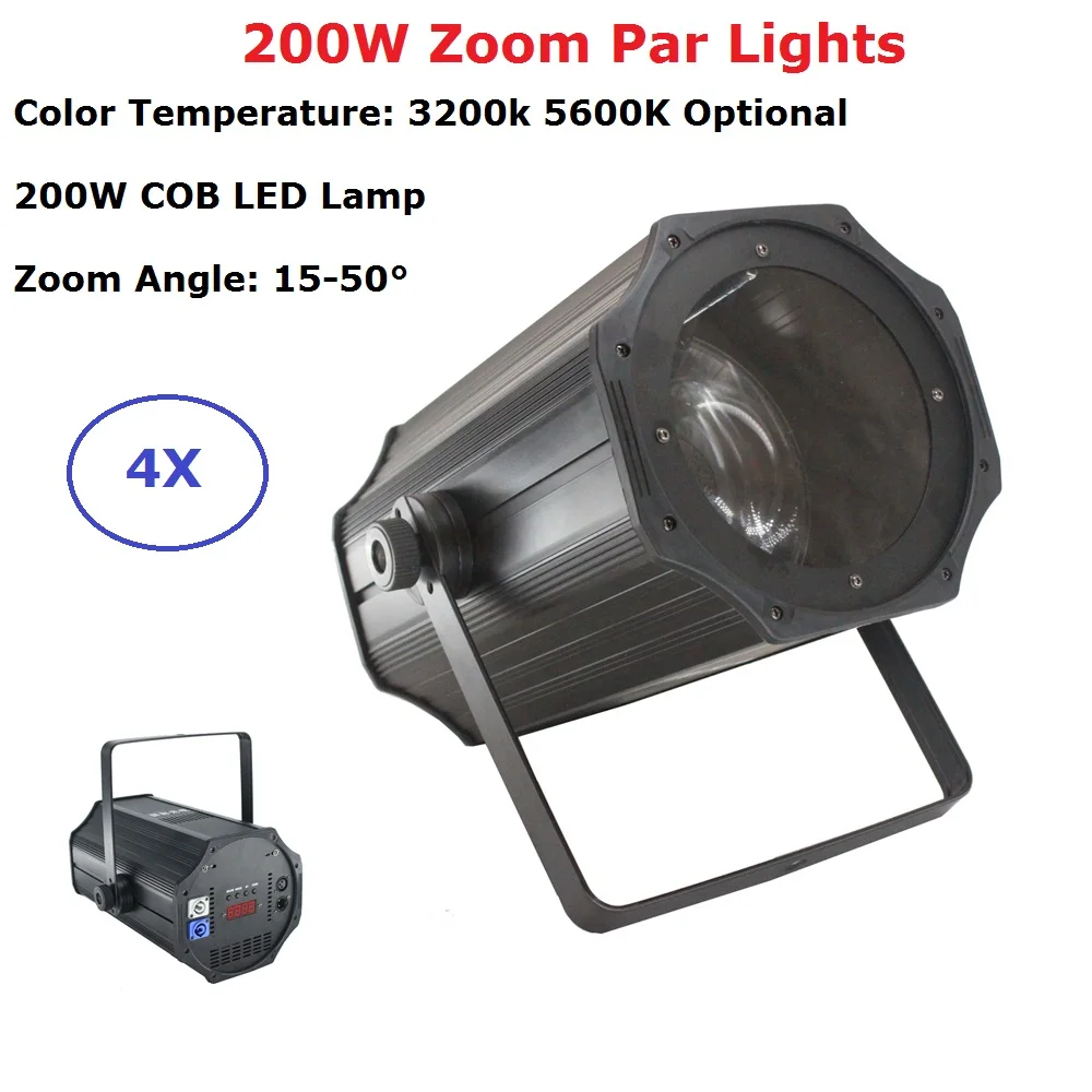 4 Unit LED Par Lights 200W Warm White / Pure Flat DMX512 COB Cans Perfect For Wedding Christmas Holiday | Лампы и освещение