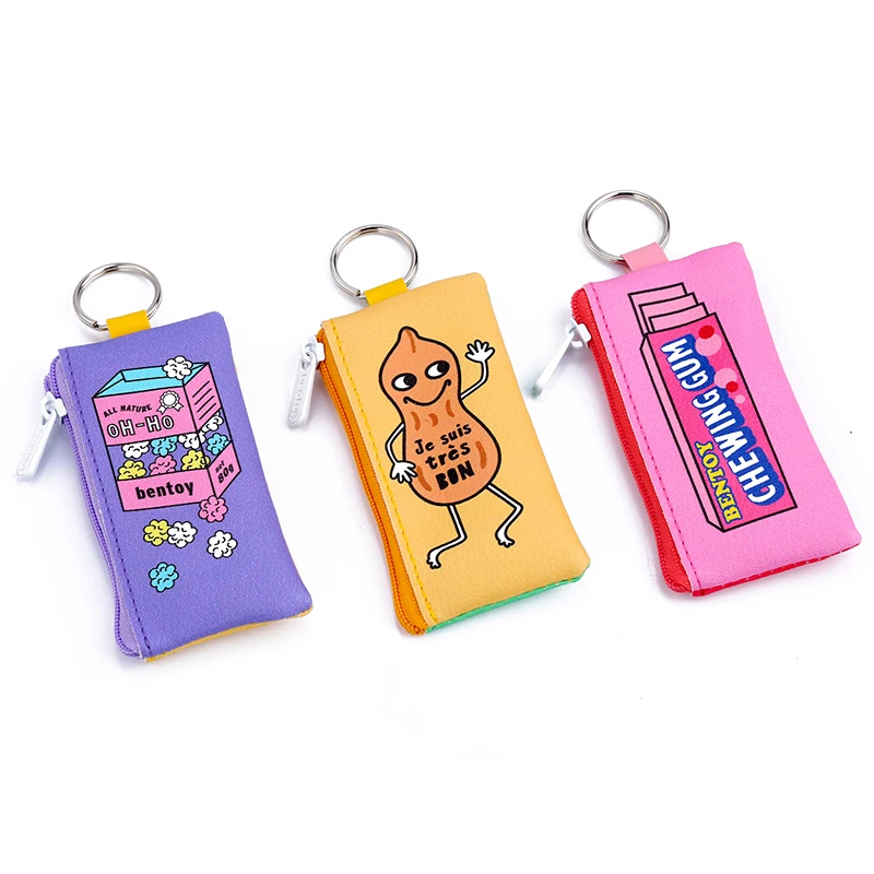 

Creative Cartoon Leather Coin Purses For Women Keychain Charm Holders Zipper Money Pouch Small Wallets Mini Coin Bag