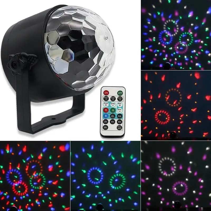 

5W 90V-240V RGB LED Crystal Magic Ball Stage Effect Light Auto Voice Control DMX DJ Party Decor Lamp Lighting US/EU Plug