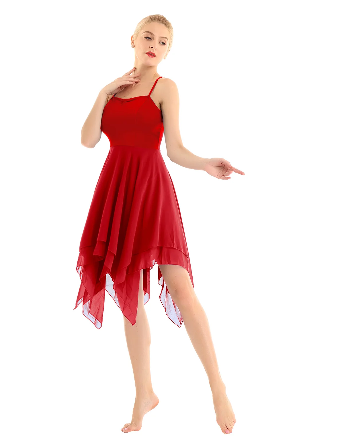 Женское платье для взрослых асимметричное балетное платье шифоновое лирическое танцевальное платье Современная балетная одежда для