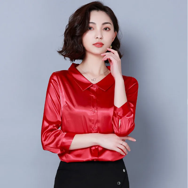 

Women's Shirt Spring and Autumn New Women's Slim Thin Long Sleeve Joker Solid Color Shirt Women's Business Wear