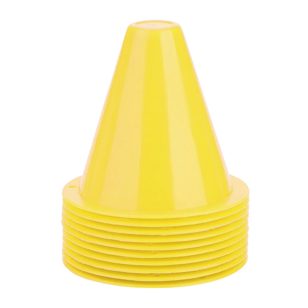 10Pcs Plastic Training Cones Sport Marking Cups Soccer Basketball Skate Marker Outdoor Activity Supplies - Цвет: Yellow