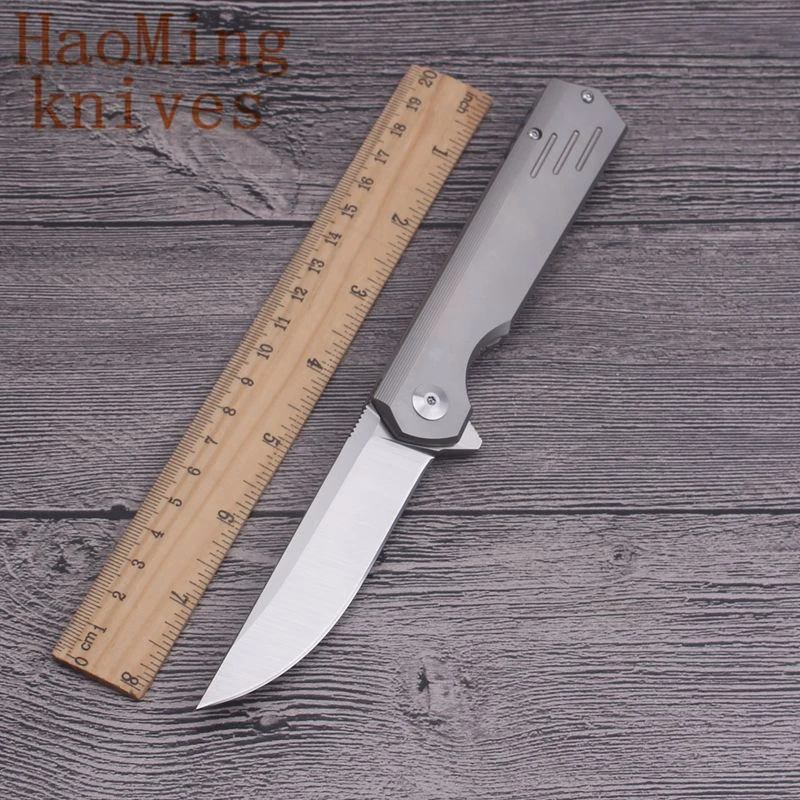 M390 outdoor camping hunting folding knife titanium handle portable