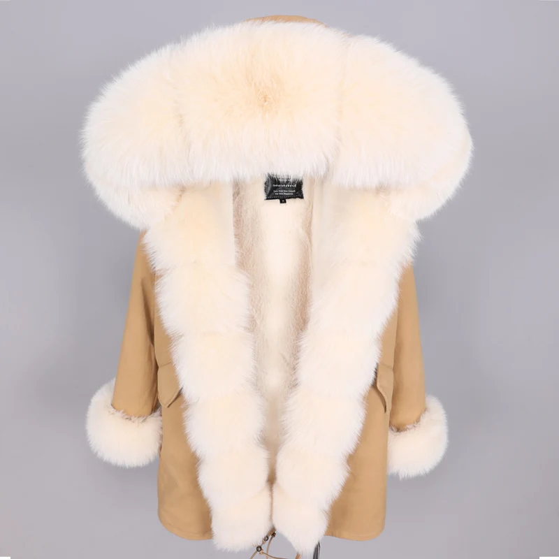 MaoMaoKong2019 Лисий меховой воротник зимний дикий женский парка куртка длинное женское пальто одежда - Цвет: 22