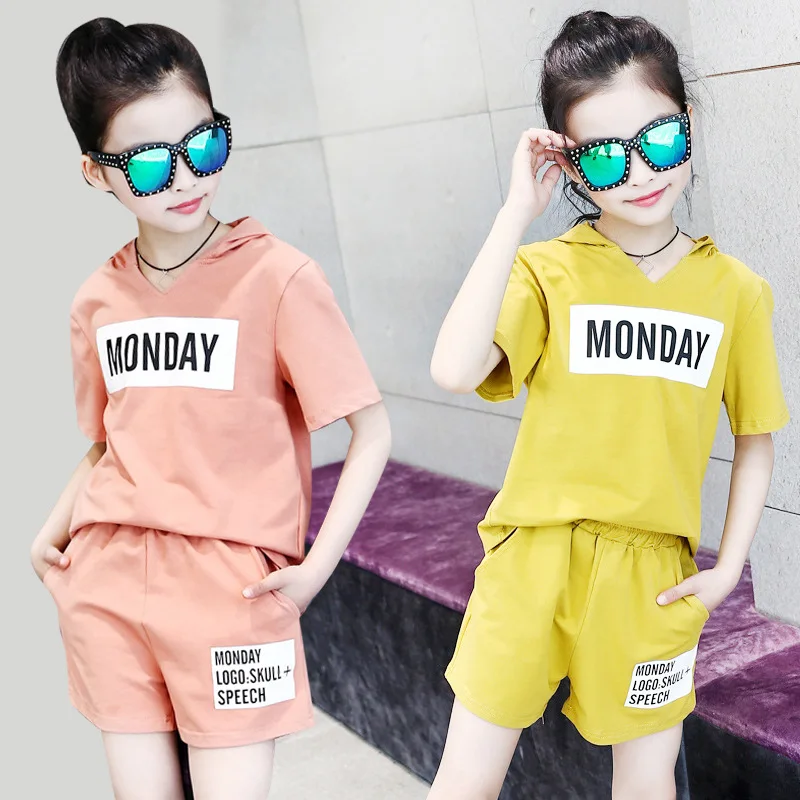 

GHFTTY Kids Girls Clothes100% Cotton Quality 2019 New Summer Baby Girls Clothes Children Clothing Sets Cute T-Shirt+Shorts