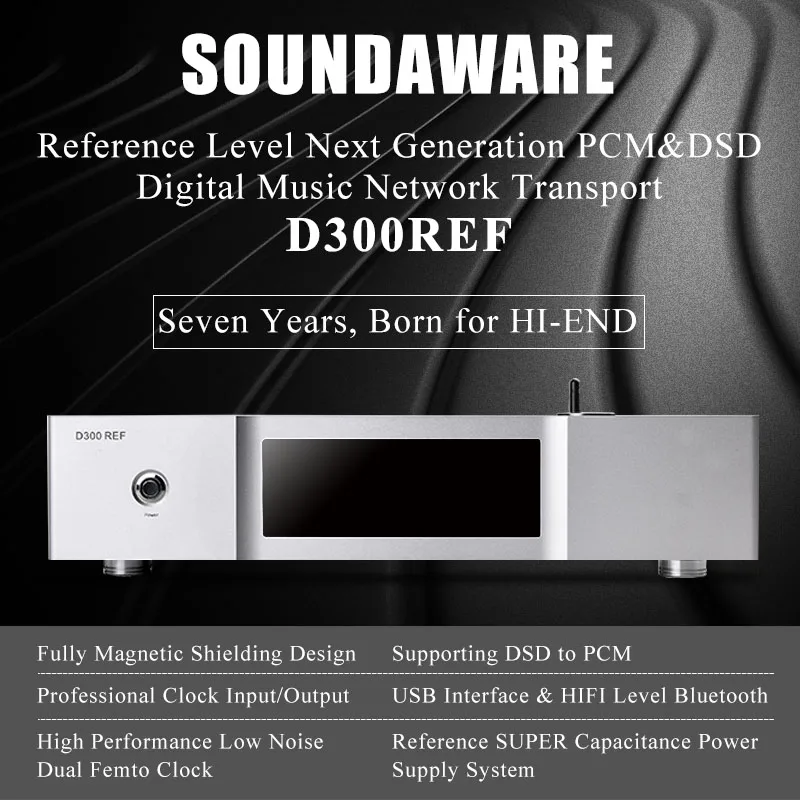 Soundaware D300REF эталонный уровень следующего поколения PCM& DSD Цифровой музыкальный плеер сетевой транспорт USB интерфейс фемто-часы