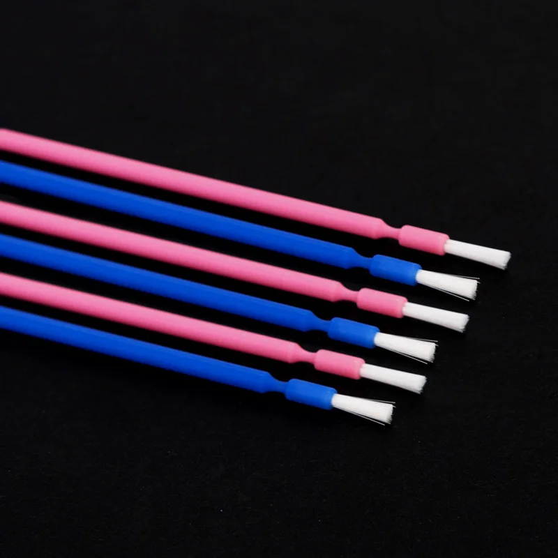 100 Pcs /Box Dupont Bristle Teeth Whitening  Dental Lab Long Disposable Micro Applicators Brushes  Flexible Head Red Blue