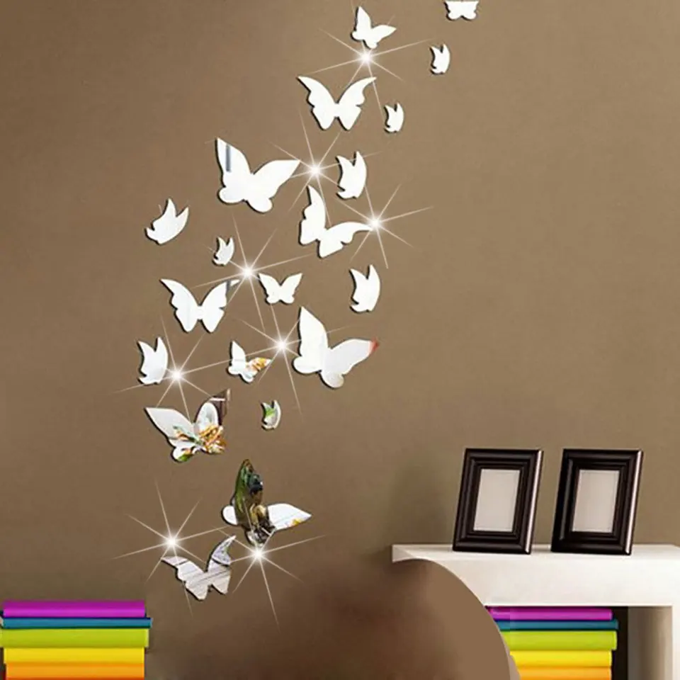 20 Uds Mariposa Espejo Cita Adhesivos De Pared Mariposa Decoracion