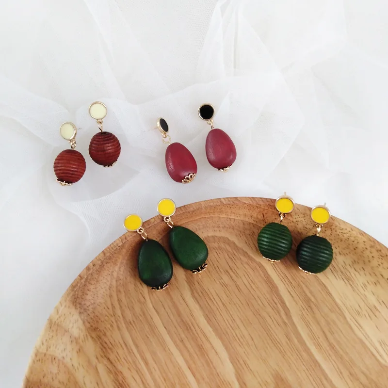 

Bilandi Fashion Jewelry Earrings Retro Geometric Wooden Earrings For Women