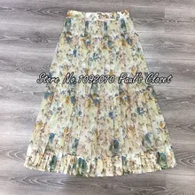 Женская плиссированная многослойная юбка с цветочным принтом и жемчужинами