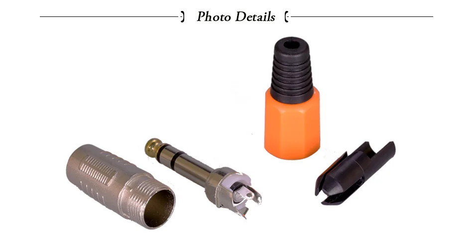 3 Poles 6.35mm Stereo Plug 14 Connector Microphone Guitar Plug 3 Pin 3 6.35mm Stereo Wire Connector (20)
