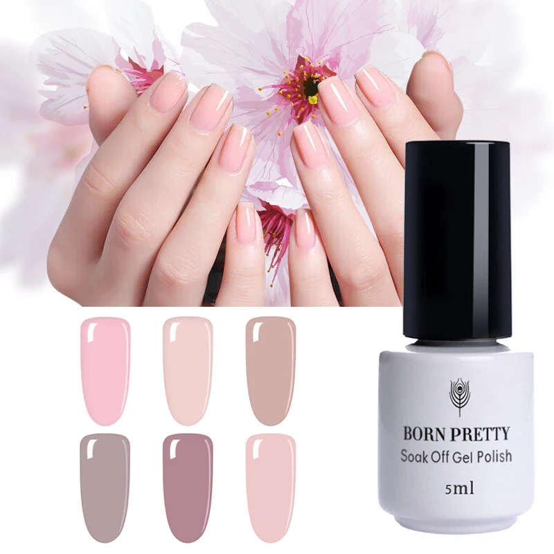 

BORN PRETTY 6 Bottles Gel Polish Set 5ml Pink UV Nail Gel Polish Soak off Nail Gel Lacquer Manicure Art UV LED Gel Lamp