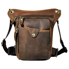 Мужская кожаная поясная сумка из воловьей кожи с заниженной ногой и ремнем на бедро, сумка для езды на мотоцикле, сумка через плечо