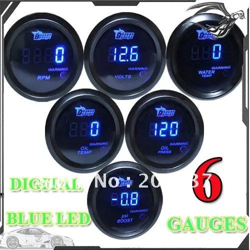 

2" 52mm BLACK DIGITAL BOOST/WATER/OIL TEMPERATURE/OIL PRESSURE/VOLT/TACHOMETER GAUGE+2 PCS TRIPLE DASH GAUGE HOLDER MOUNT POD