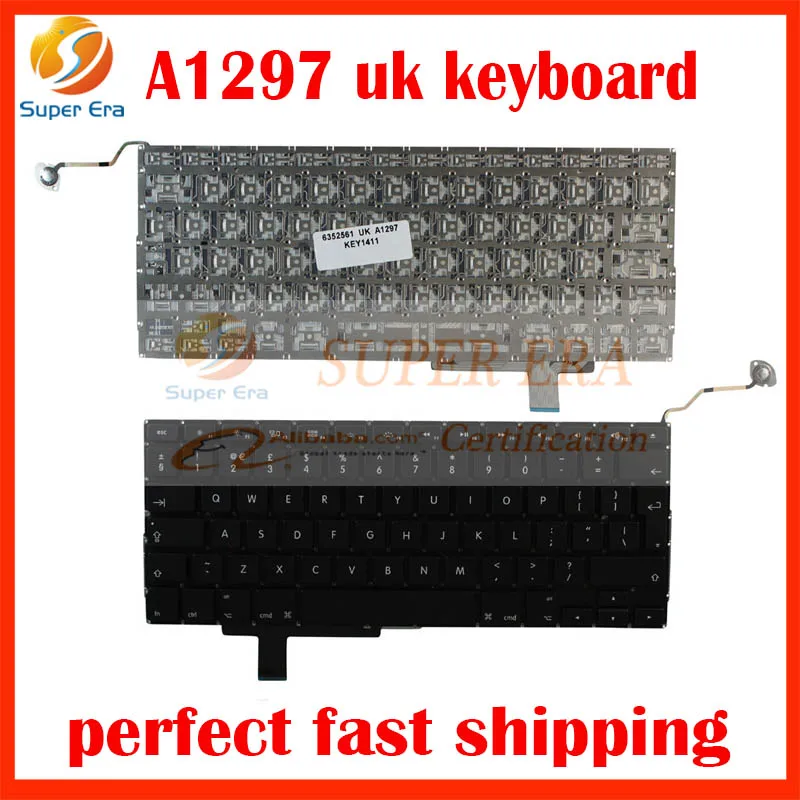 10 шт./лот A1297 Великобритания клавиатура для Apple MacBook Pro 17 ''Великобритания/английская клавиатура с Подсветка Замена 2009-2011year