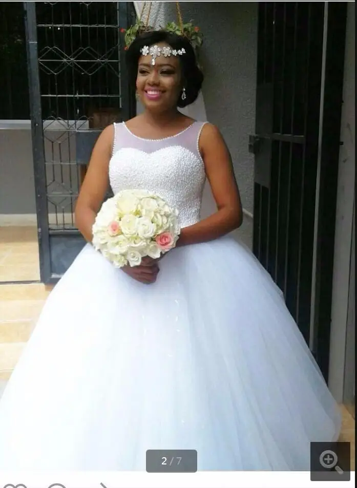 

Vestido De Noiva fashion ball gown pearls formal wedding dresses princess puffy long bride gowns best selling wedding gowns