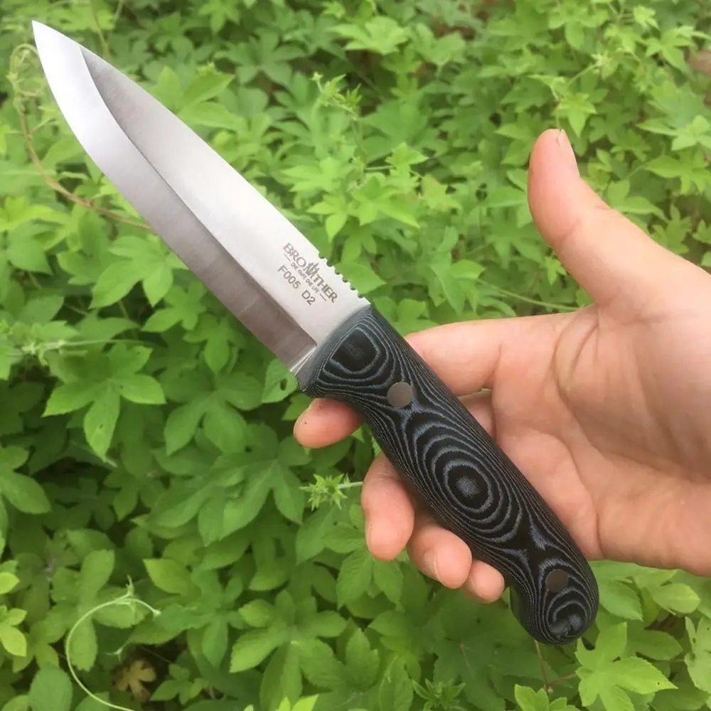 

[BROTHER F005] 61HRC D2 blade Fixed Blade knife Bushcraft Knives Straight Tactical Hunting Camping high quality EDC tool