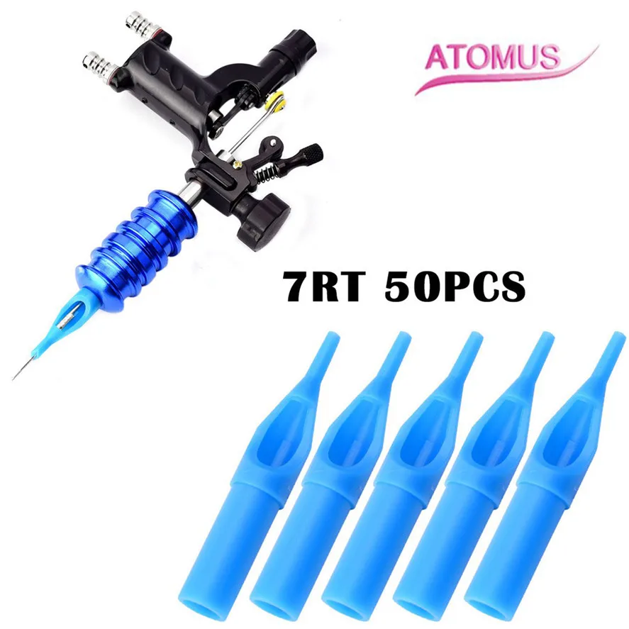 

New Pretty ATOMUS 50pcs High Quality Plastic Sterile Disposable Tattoo Tips For Tattoo Needles Tool 7RT Tattoo tool Accessories
