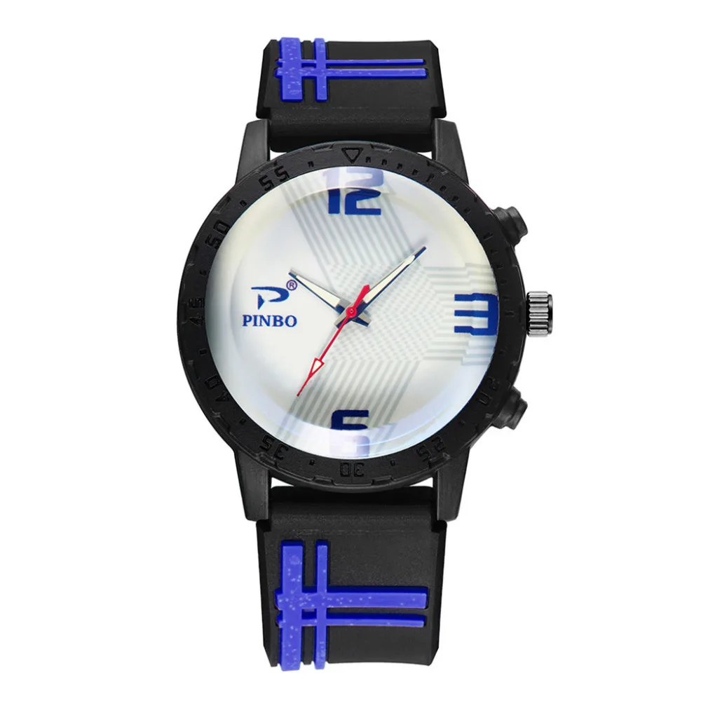 Mens Business Male Soft Silicone Rubber Strap Sports Watch 2018 Fashion Classic Tungsten Steel Wristwatches Men Clock